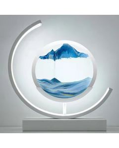 Bordslampa, Blå sandlampa, timglas, dekorationsbelysning, LED, kallvitt, varmvitt, mellan
