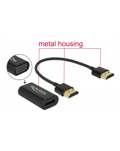 DeLOCK HDMI till VGA adapter, inkl 0,15m HDMI ha - ha kabel, svart