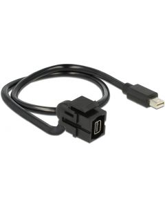 DeLOCK Keystone modul, Mini DP ho - Mini DP ha, 0,5m kabel, svart