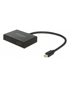 Delock Displayport 1.2 Splitter 1x mini Displayport in>2x HDMI, svart