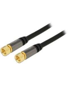 DeLOCK Antennkabel, RG6/U, skruvm F-kontakt hane - hane, 75 Ohm, svart