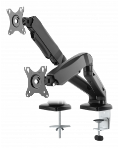 DELTACO, Dual desk, gas spring,17"-32", 2-9kg,75x75-100x100,black