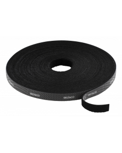 DELTACO Velcro rullassa, leveys 9mm, 10m, musta