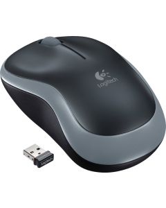 Logitech M185 wireless, 2 knappar+scroll, nano-mottagare, USB, grå