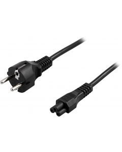 DELTACO appkabel, 3-pin för notebook, rak CEE 7/7 - rak IEC C5, 2m