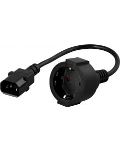 DELTACO apparatadapter, IEC C14 hane till CEE 7/4 (Schuko) hona, 0,2m