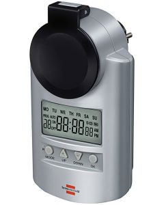 Brennenstuhl digitaltimer, jordad, 12/24h, IP44, 240V/16A/3680W, silv