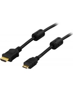 DELTACO HDMI-kaapeli, HDMI Type A ha - Mini HDMI ha, 4K, 5m, musta
