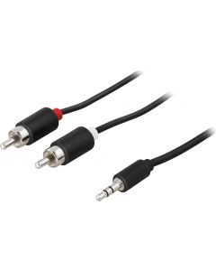 DELTACO Audiokaapeli 3,5mm ha - 2xRCA ha 10m, musta