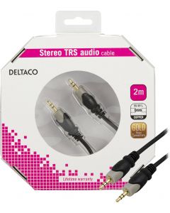 DELTACO audiokaapeli 3,5mm ha - ha, kullattu, 2m