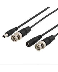 DELTACO koaxialkabel BNC och ström, BNC ha -ha, 2,1mm, 25m, svart