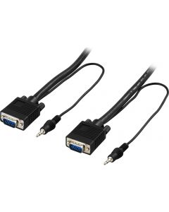 DELTACO monitorkabel RGB HD15ha-ha, utan pin 9, med 3,5mm ljud, 5m