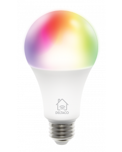 DELTACO SMART HOME RGB LED-lampa, E27, WiFI, 9W, 16milj färger, vit