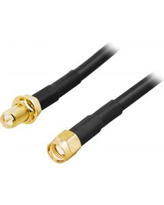 DELTACO antennkabel, RP-SMA hane - RP-SMA hona, 2m