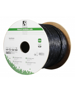 DELTACO S/FTP Cat6a installationskabel, för utomhusbruk, 100m, svart