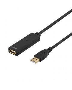 DELTACO PRIME, USB förlängningskabel, aktiv, USB 2.0, 20m