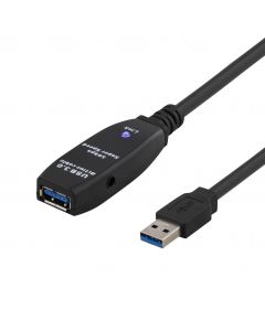 DELTACO PRIME aktiv USB 3.0-förlängningskabel, Typ A ha - ho, 5m, sv