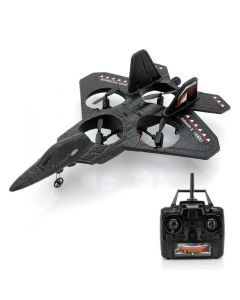 Radiostyrd quadcopter i form av stridsflygplan