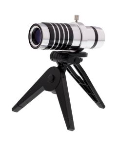 Telelins för smartphones, 12x, inkl tripod, 8° vinkel, silver