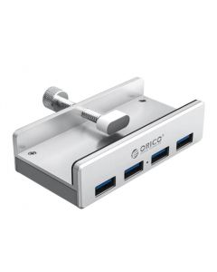 Kiinnitettävä USB-keskitin pöytäkoneelle ja näytölle, 4 nopeaa USB 3.0 -liitäntää - hopea