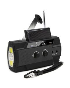 Hätäradio PRO Powerbankilla ja aurinkokennoilla, 4000maH, AM/FM, LED-taskulamppu, SOS-painike, työvalo
