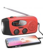 Punainen hätäradio Powerbankilla ja taskulampulla, 2000mAH